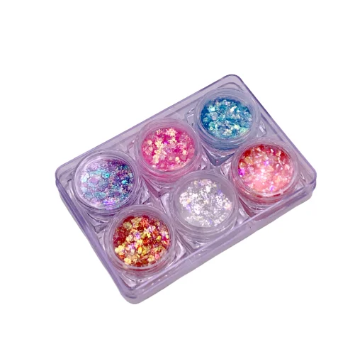 Charming multiple colors customized cosmetics 6 in a pack private label makeup eyeshadow glitter