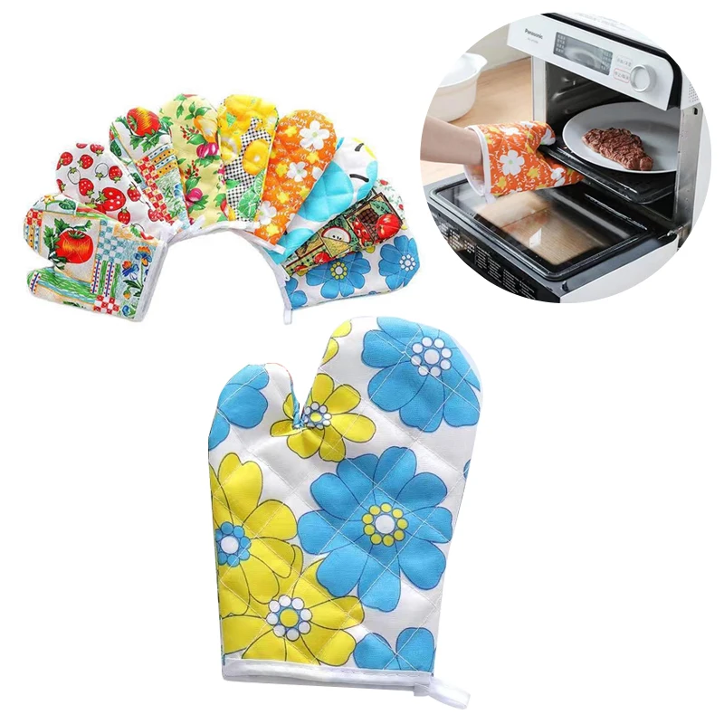 Wholesale Cotton Floral Flame Retardant Kitchen Baking Oven Mitts