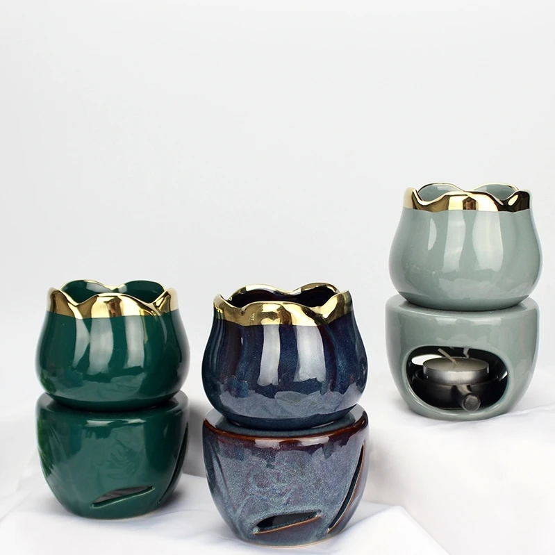 ceramic aroma essential oil burner Diffuser tealight candle holder Wax melt burner with candle Spoon Aromatherapy Aroma burner