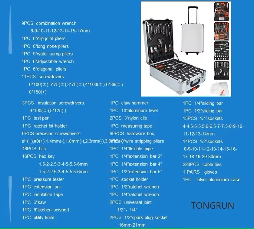 499 pcs Bit Socket set Trolley Household Hand Hardware Tools Socket Set Car Repair Tool Kit