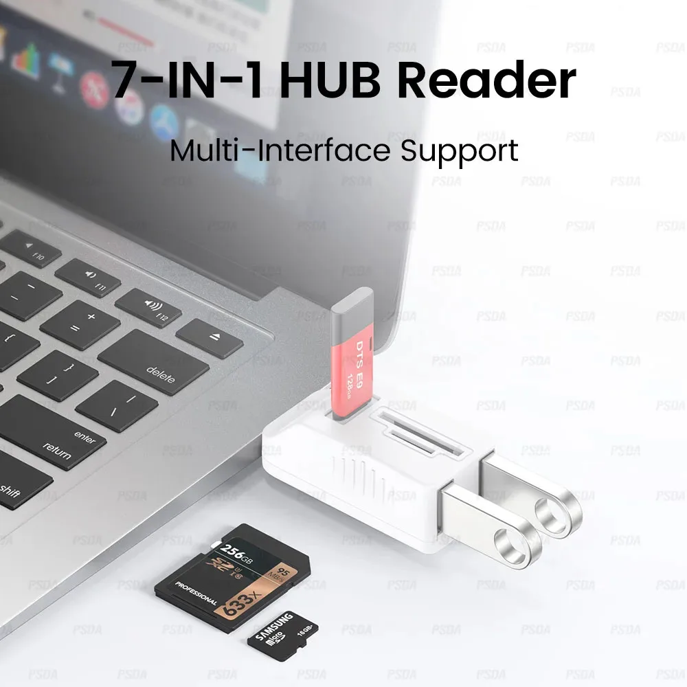 7-in- 1HUB 2.0 Reader USB 2.0 Splitter HUB ReadTF Memory Card Adapter Extender Docking Station Converter