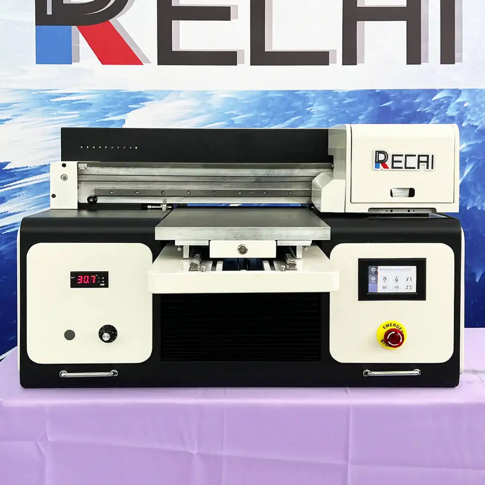 2021 RECAI New Automatic UV DTF Sticker Printer AB Film Printing Machine for Any Shape Objects with 2 DX8 Printheads for Epson