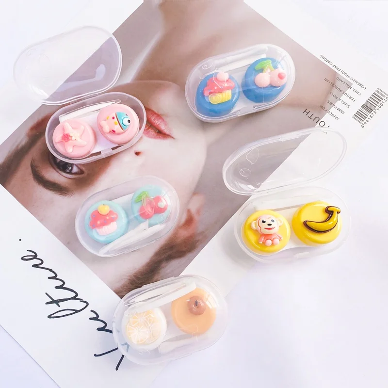 SL82096 Wholesale Travel Portable Contact Lens Box Kit Plastic Cute Style cartoon Contact Lenses Box