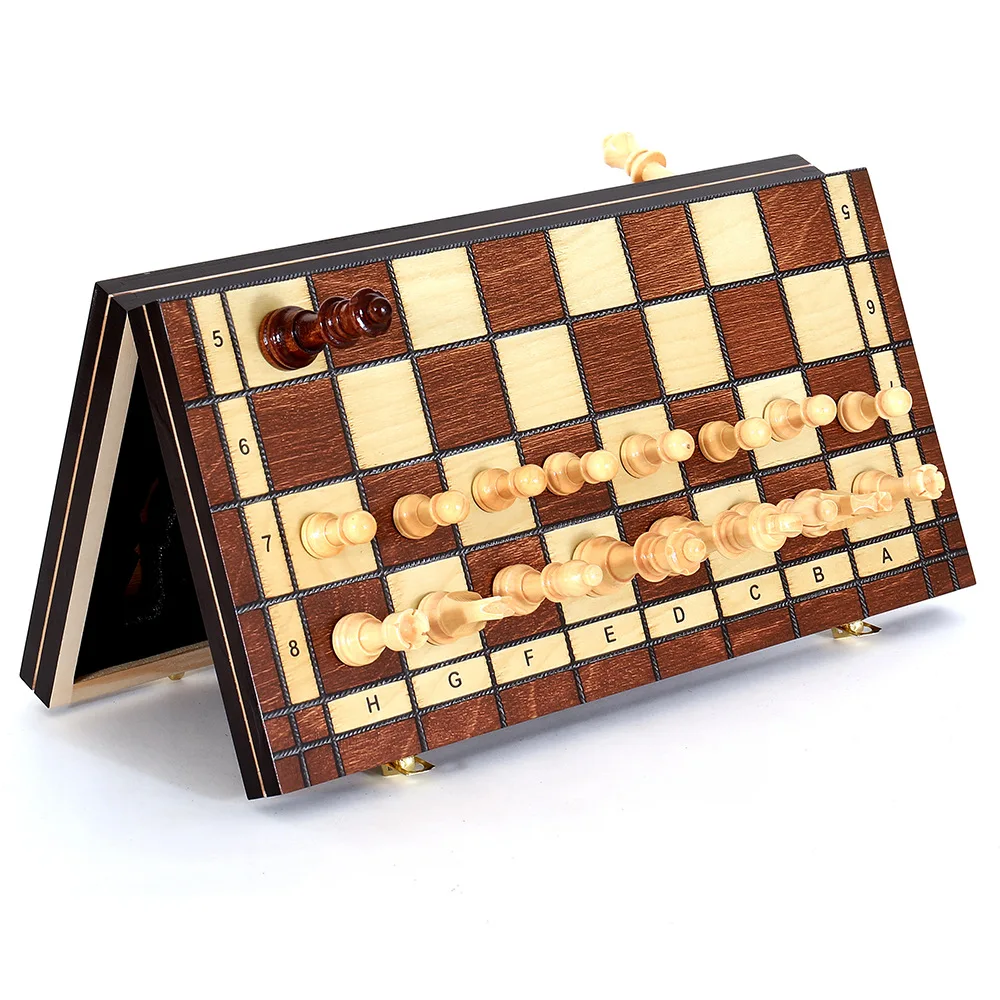 Wooden Folding Magnetic Chess Set Felt Game Board Inside Store Adult Family Game Board High Quality
