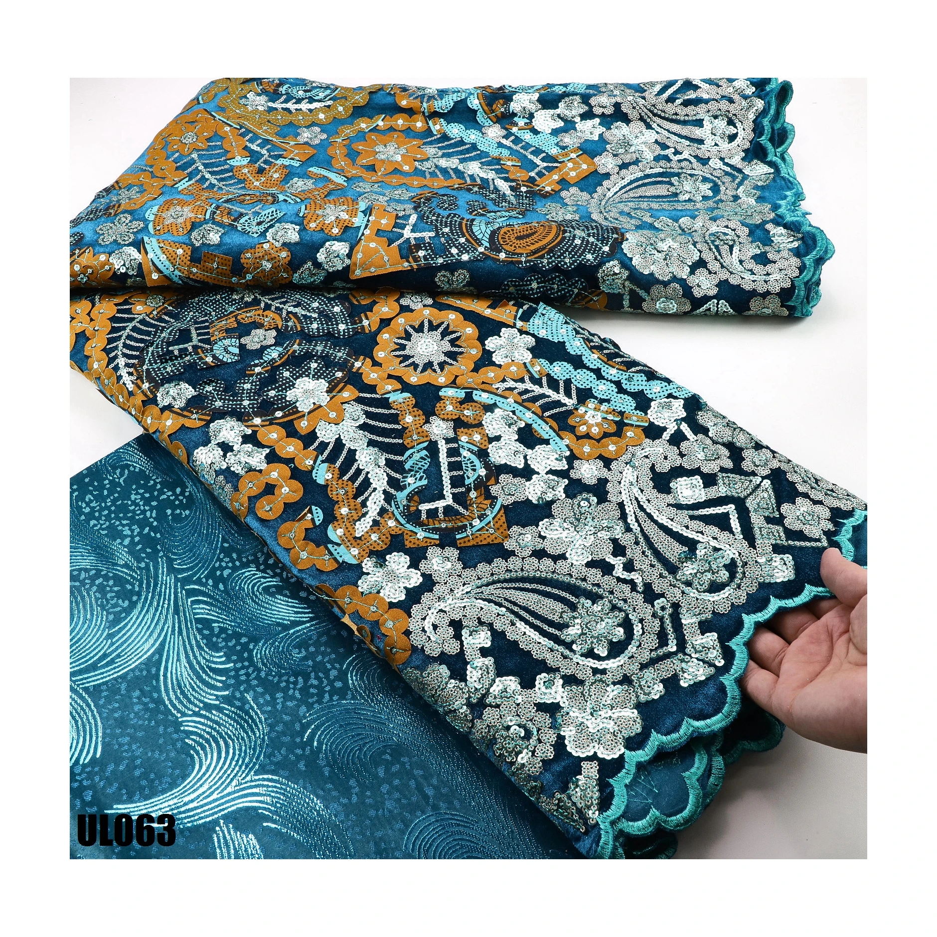 2023 african golden super glitter wax print fabric Ankara wax 6 Yards real wax print fabric for African Dressing