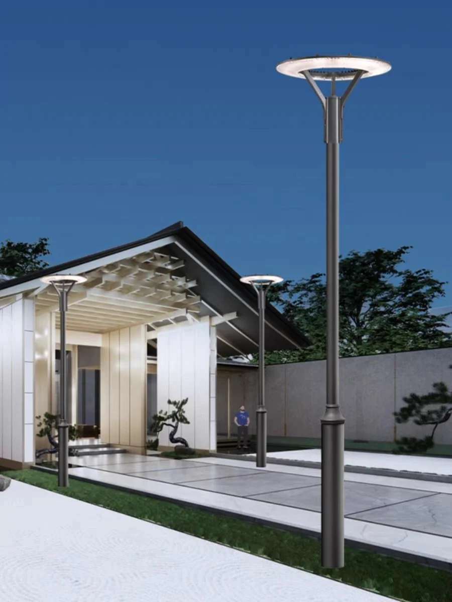 Top circular outdoor lamp post aluminum IP65 garden lamp post Street parking lot landscape garden lamp post