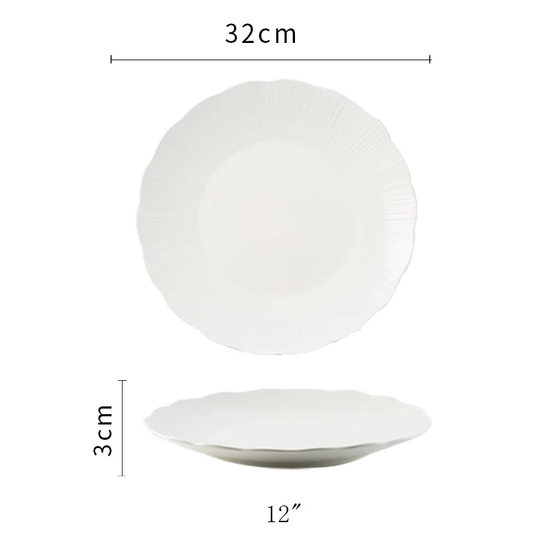 Nordic Style Ceramic round Plate Dish Sustainable Kitchen Dishes For Party Dinner Set for Service In The Kitchen