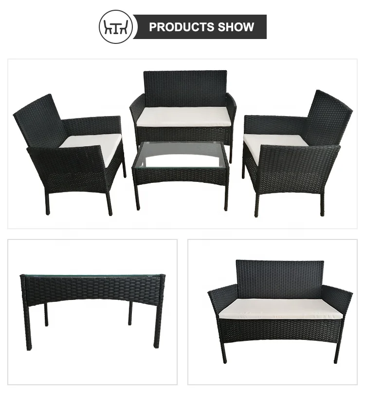 Cheap 4 Pieces Wicker Rattan  Outdoor Furniture Sale Set Garden Rattan Patio Sofa Outdoor Rattan Furniture Factory Whole Sales