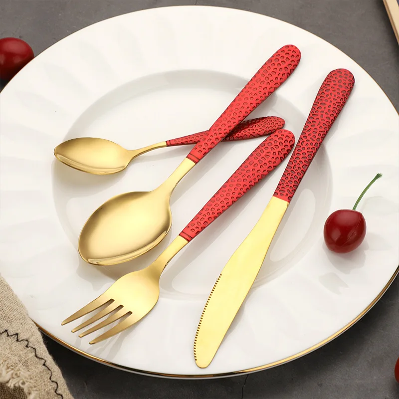 Savall HoReCa 4pcs new style  Gold-plated steak knife fork spoon four sets  Stainless steel for hotel
