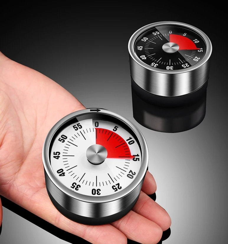 Kitchen Timer Magnetic,Visual Timer for Kids,60-Minute Visual Countdown Timer with Loud Alarm,Magnetic Back & Stainless Steel