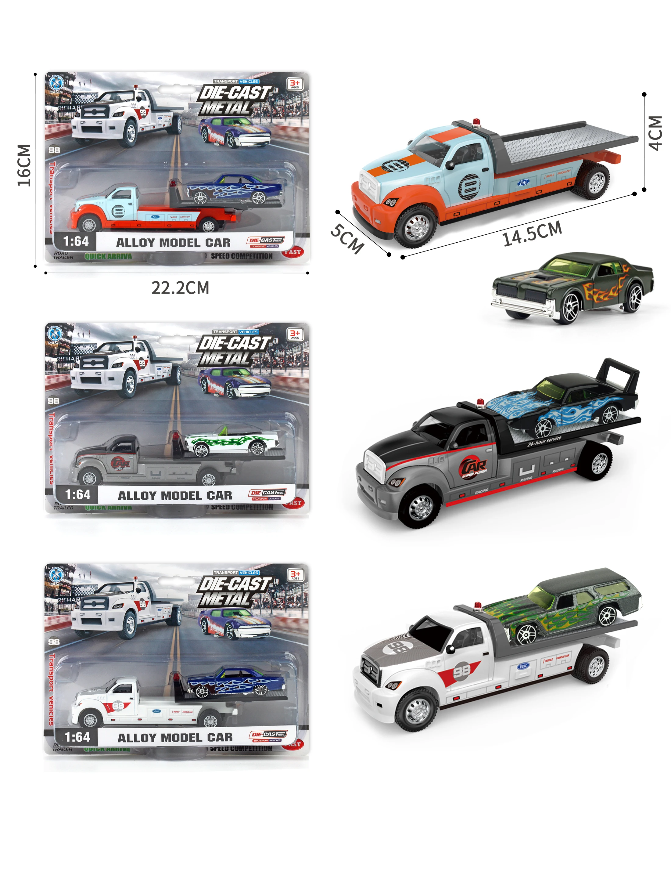 Diecast Alloy Truck Toy Car Model Removable Engineering Transport Container Lorry Vehicle With Light Pull Back Toy For Boys