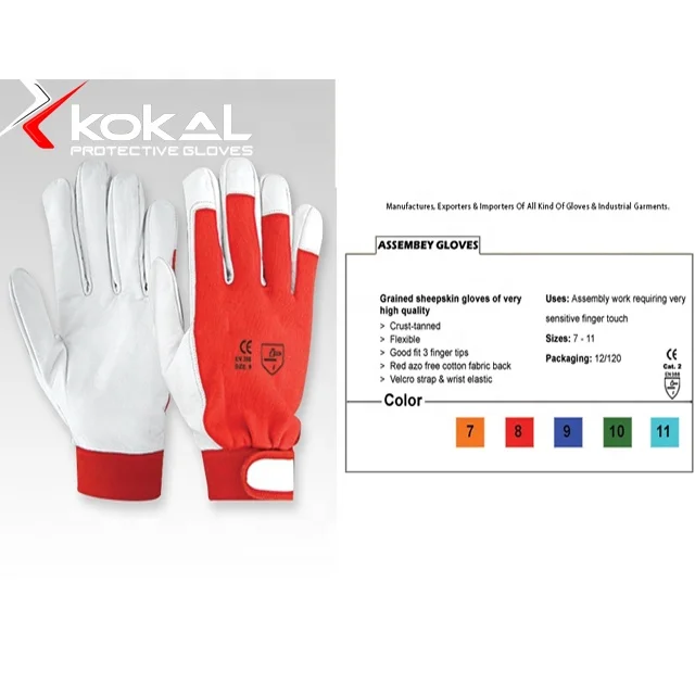 High Quality Leather Work Mechanic Gloves / Working Assembly Gloves / Leather Safety Gloves