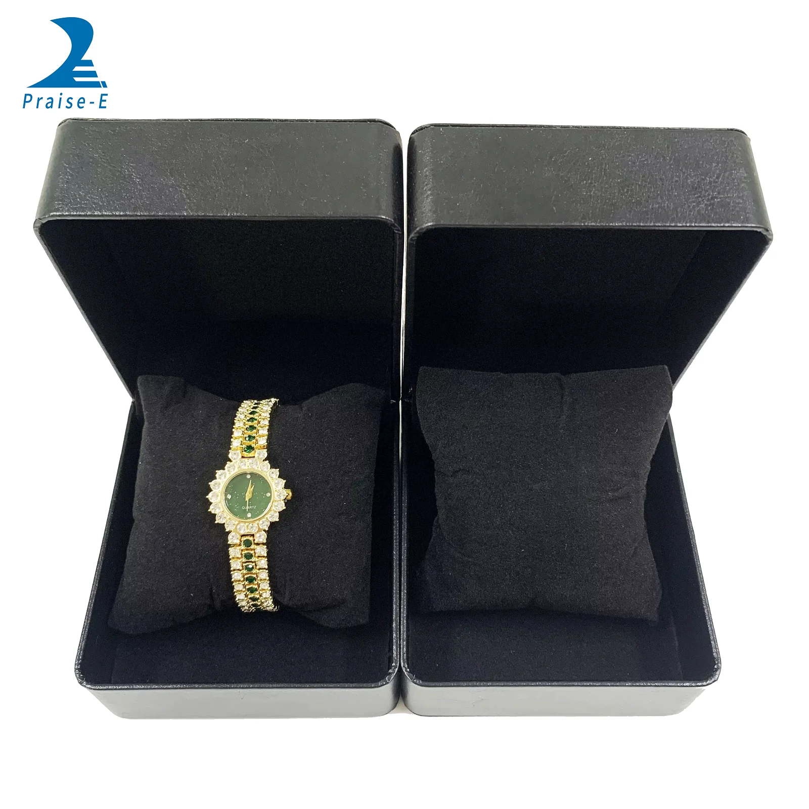 Custom black watch box, flip box cover PU leather, storage box watch packaging jewelry boxes
