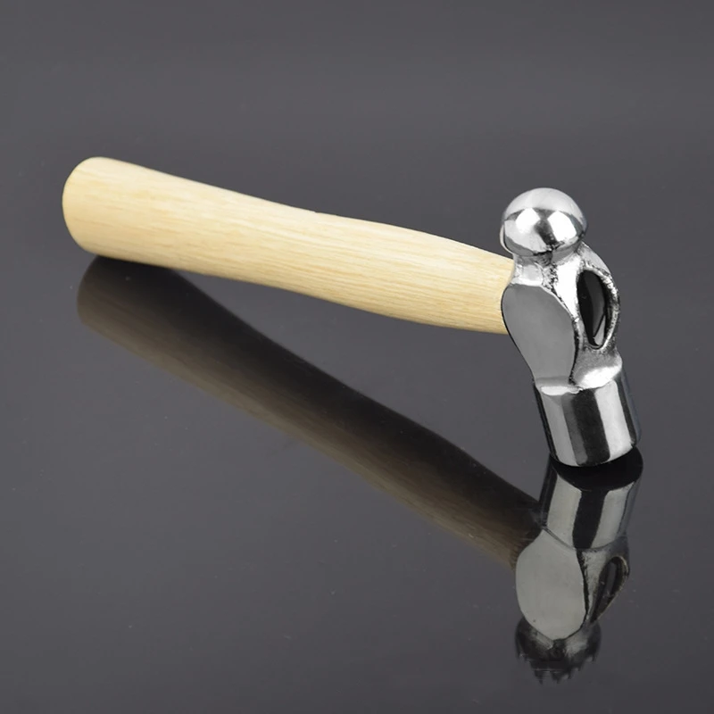 Multi-function Mini Wooden Handle Chrome-plated Round Head Hammer