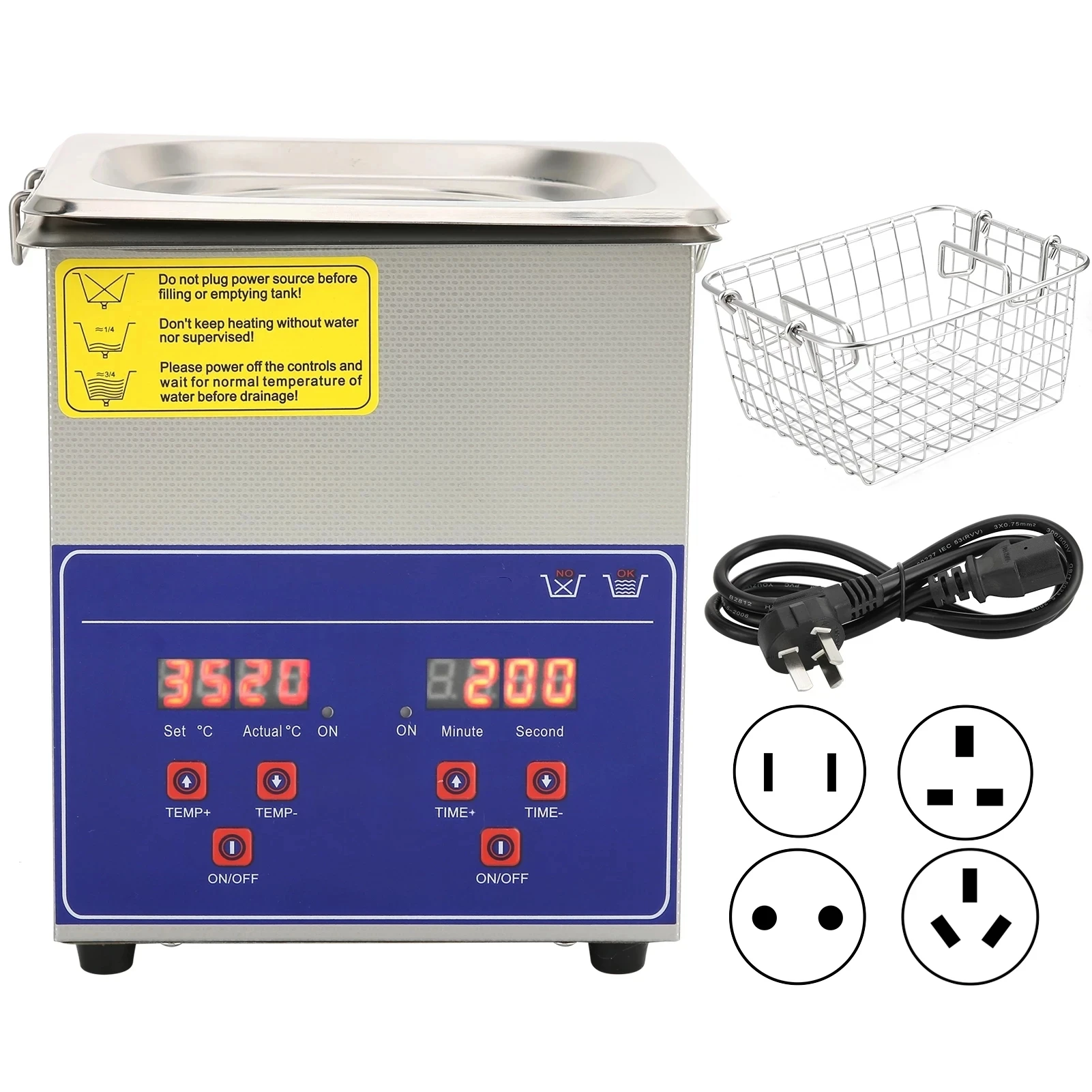 2L Single Tank Glasses Jewelry Cleaning Machine Cleaning Instrument Temperature Control Ultrasonic Cleaner