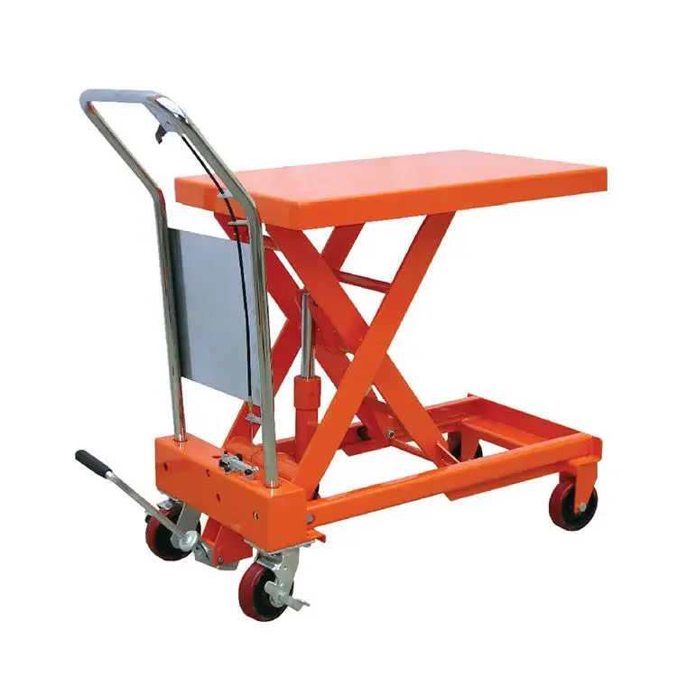 Hot Selling Max Lift Height 730mm High Quality Manual Hydraulic Double Scissor Lift Tables with Rollers