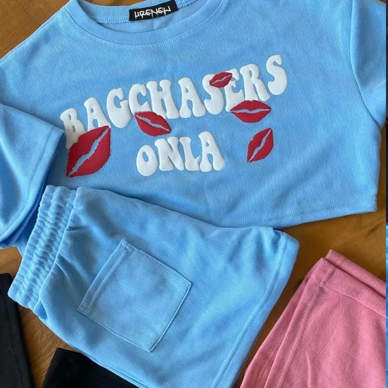 Custom logo Summer Women T Shirt Short Set 2 Piece Biker Short Set Crop Top T-shirts and Shorts Two Piece Set