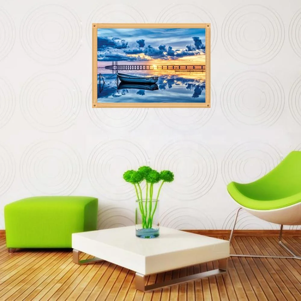 Wholesale high quality sea bridge DIY 5d sailing boat sundial full diamond embroidery diamond painting