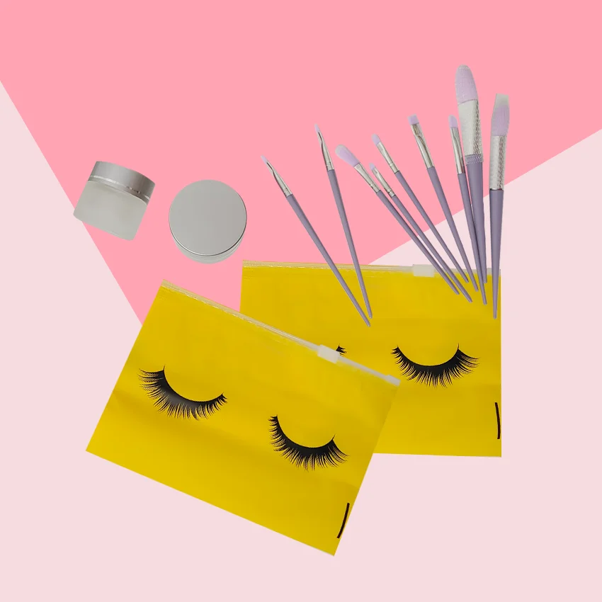 ECO PACK Custom Printing Yellow Eyelash Reusable Plastic Bag for package
