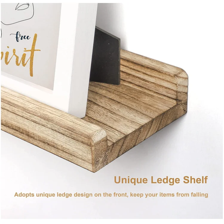 Hot sale set of 3 rustic photos small plants storage display floating wall shelves