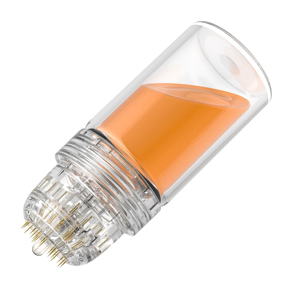 Golden titanium hydra needle 20 all in one microneedling hydra needle stamp skin care therapy with 5 mL ampoules