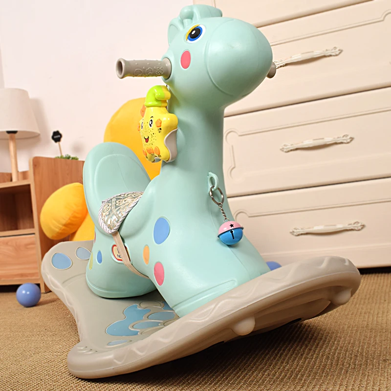 Indoor Baby Musical Toddler Walker Plastic Kids Fawn Cartoon Rocking Horse Ride On Animals Toy