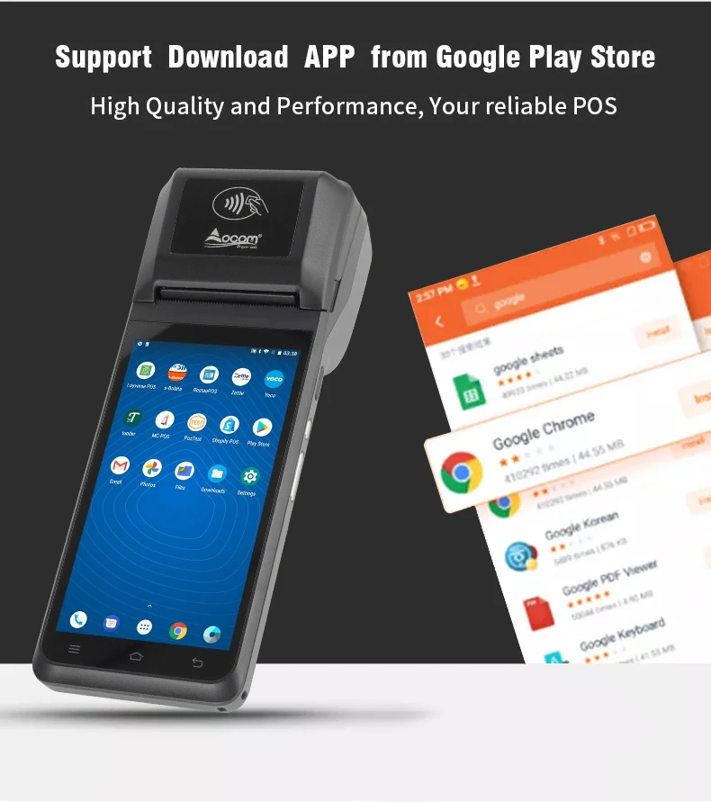 Смарт-устройство Портативный Android кассовый аппарат POS терминал Мобильный с 4G WiFi Bluetooth 58 мм печать для бизнеса