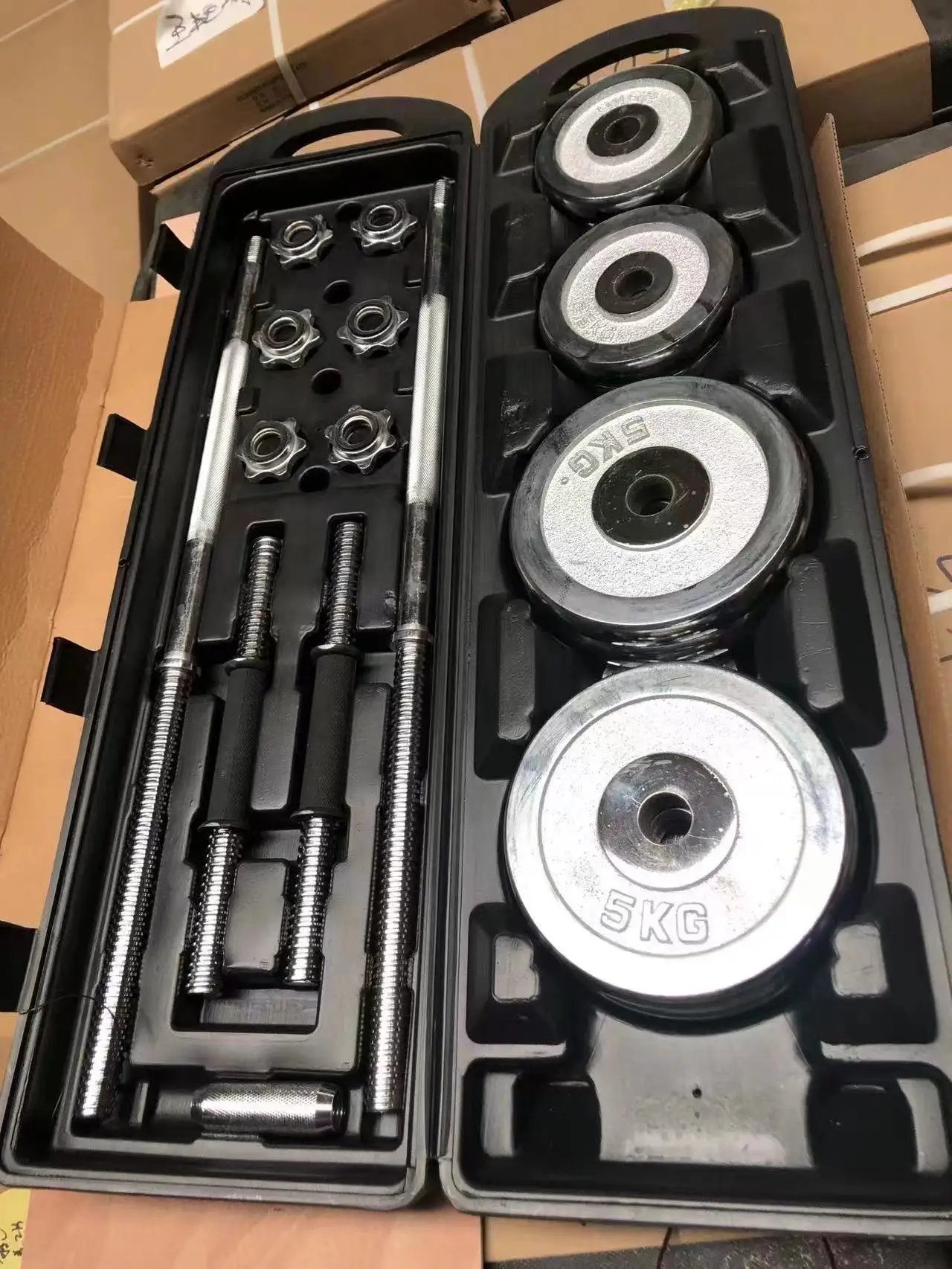 Chrome iron adjustable 50 kg barbell dumbbell set set for sale