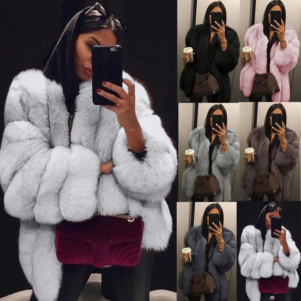 Cross border New Faux Fur Plus Size Coats Winter Coat Women Faux Fur Mid-length Stitching Faux Fur womens Coat