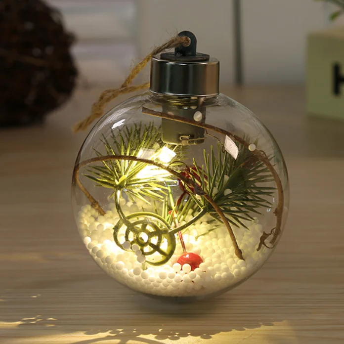 LED Light-Up Plastic Ball-Shaped Christmas Tree Ornaments Festive Xmas Decoration