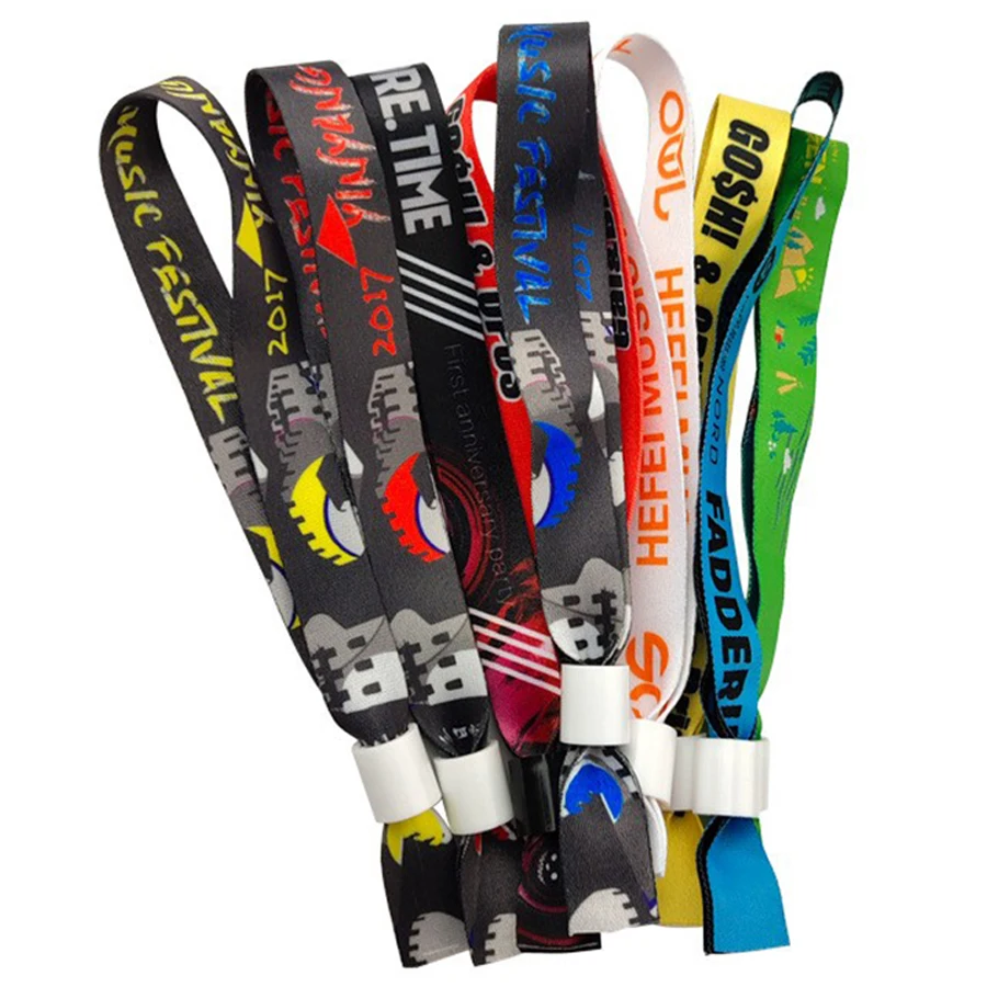 Custom Sublimation bracelet with Logo Print Promotional Sports Wrist Bands Polyester Fabric woven festival wristband For Event