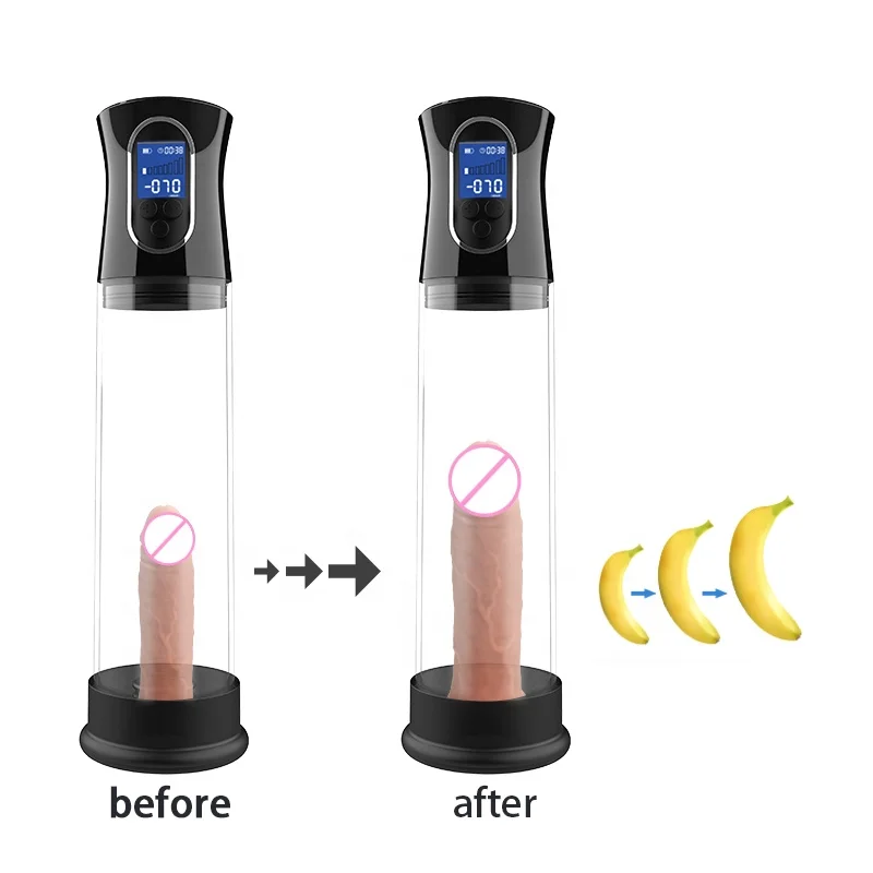 electric LCD screen penis pump male erection function masturbators vibrator penis vacuum pump