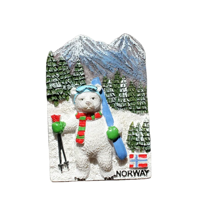 3d polar bear anime fridge magnets resin custom metal kitchen magnetic collectible decoration norway fridge magnet for souvenir