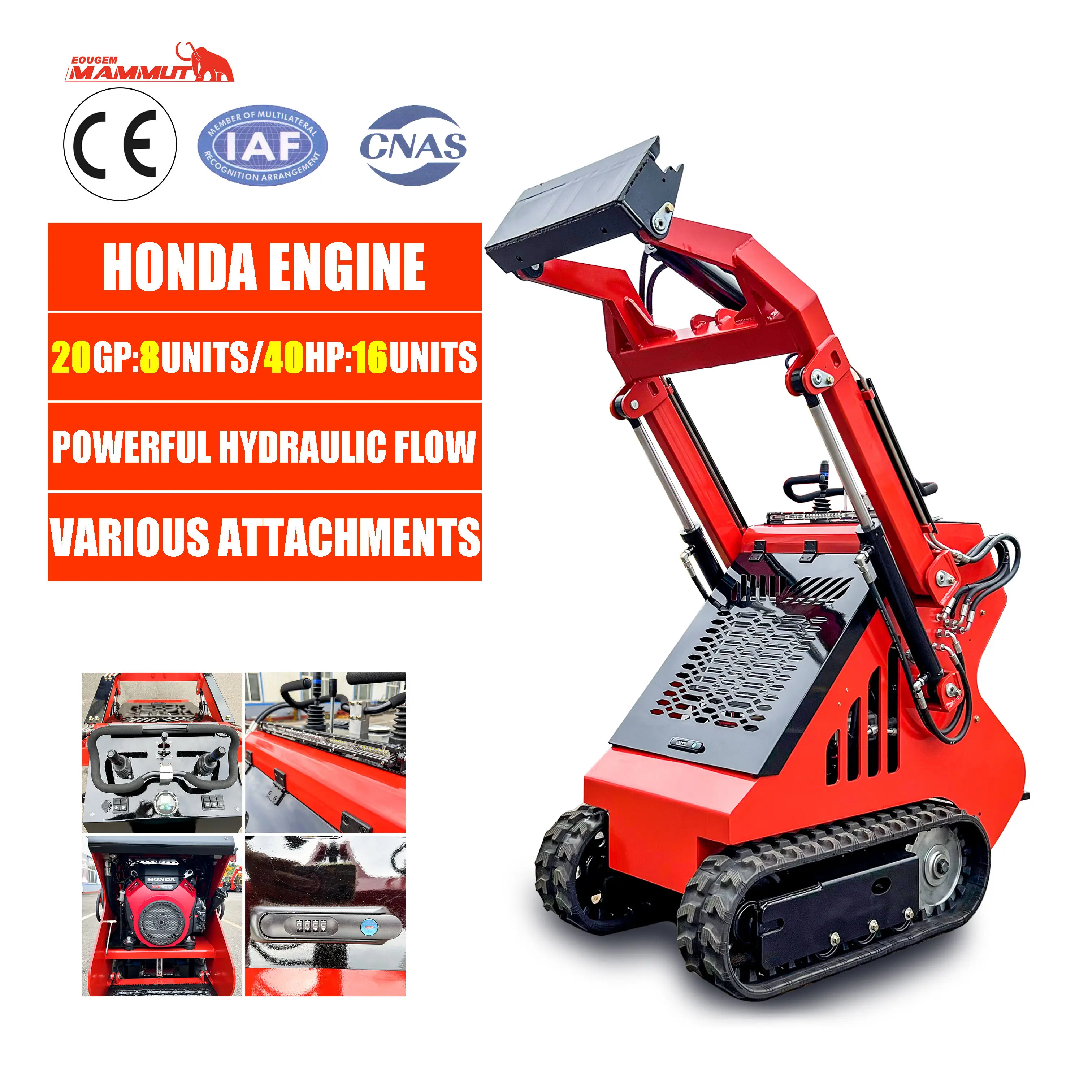 mammut Mini Skid Steer Loader KUBOTA Diesel Engine Small Crawler/Tracked/Wheeled Front Loaders With Bucket