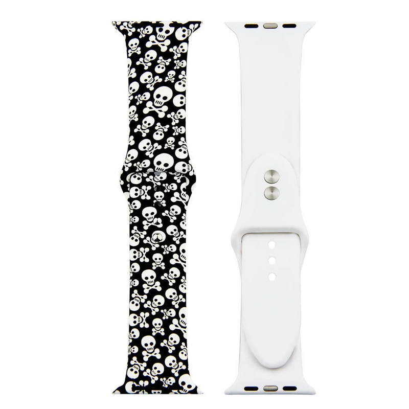  Силиконовый ремешок с принтом для Apple Watch сменный цветным apple