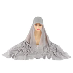 Zandy OEM Hijab En Mousseline De Soie Avec Bonnet Chiffon Instant Hijab With Baseball Cap
