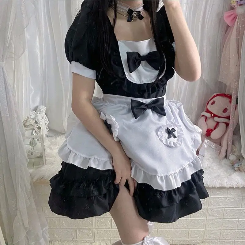 Plus Size Club Girls Dresses Maid Lolita Dress Cosplay Looking Up Sissy Cute Hamd Maid Outfit Uniform Staff Costume Dress