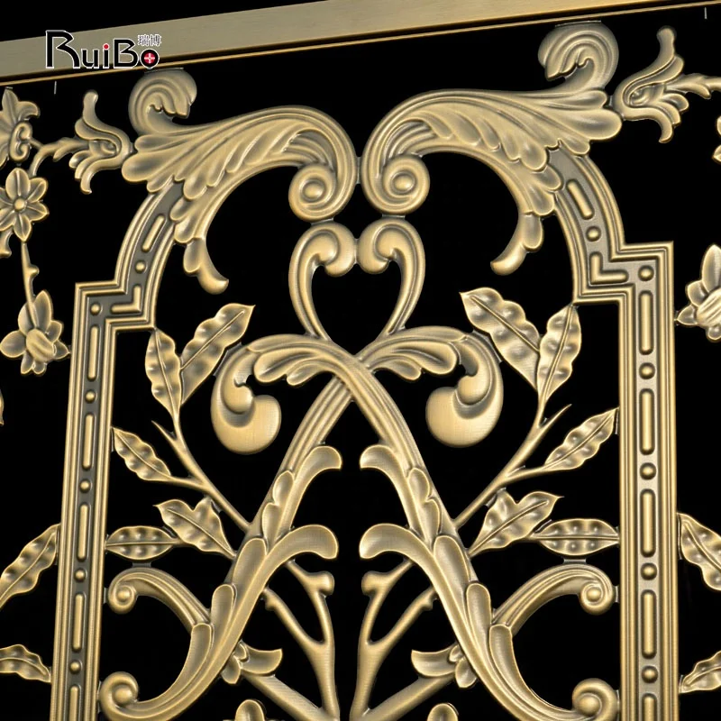 Antique bronze sitting room porch light luxury aluminum alloy carve screen partition metal relief minted hollow-out the grille