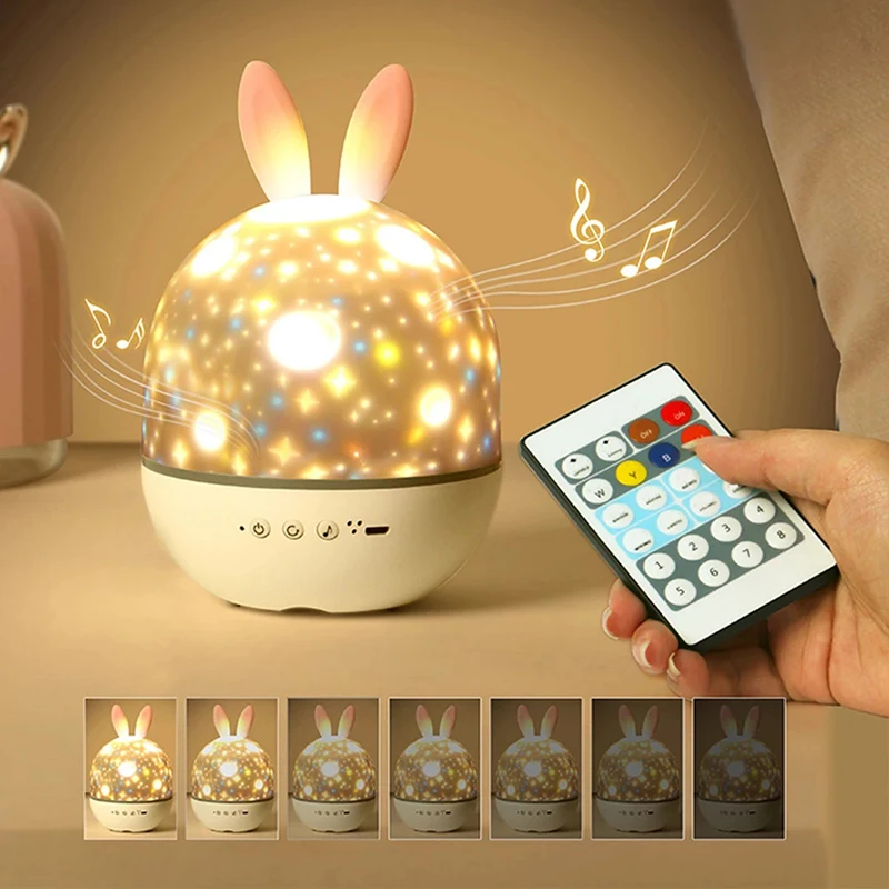 Mini Night Light Music Rabbit Projection Lamp USB Charging Starry Led Sky Projector Lamp