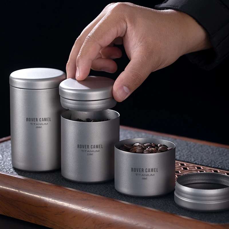 Titanium Tea Caddy Seasoning Jar Mini Size Canister Portable Tin Jar for Tea Coffee 80ml 120ml 200ml Storage Can