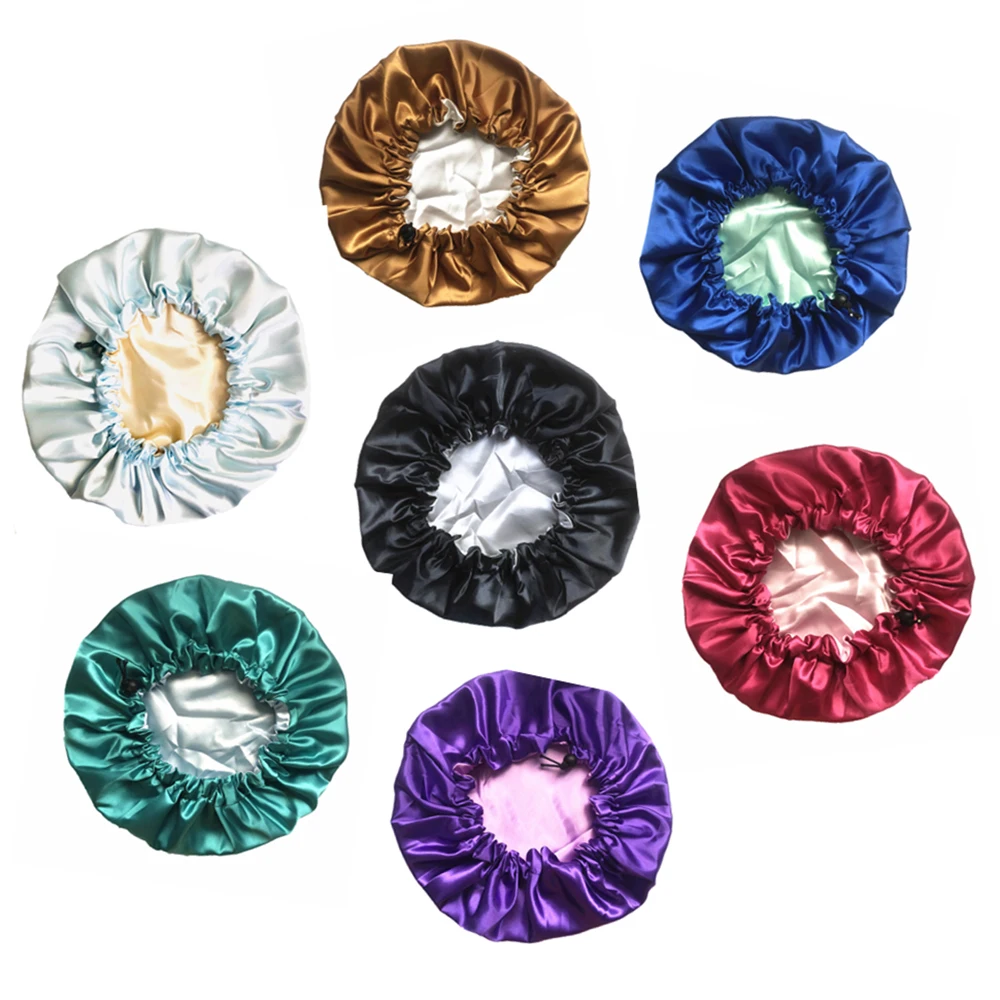 Женская атласная Кепка для ночного сна эластичная шапка головной убор ухода за волосами регулируемая выпадения волос