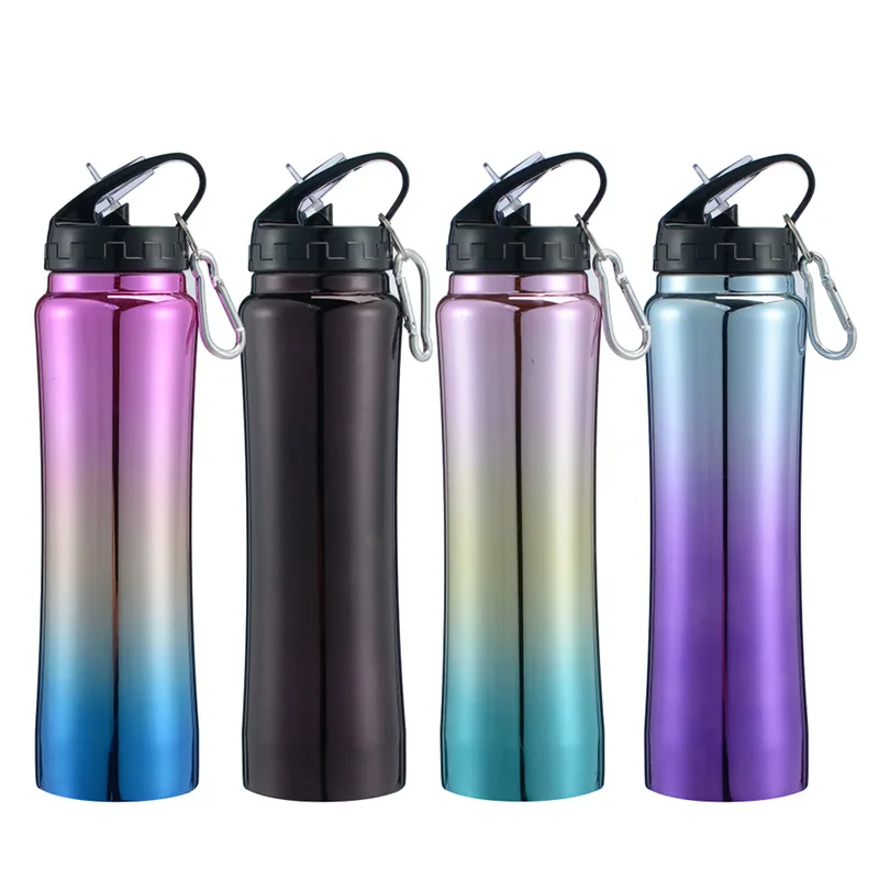 Colorful Plated 500ml Double Wall Insulated Water Bottle Metal Reusable Stainless Steel Travel Gym Bike Sipping Water Bottle