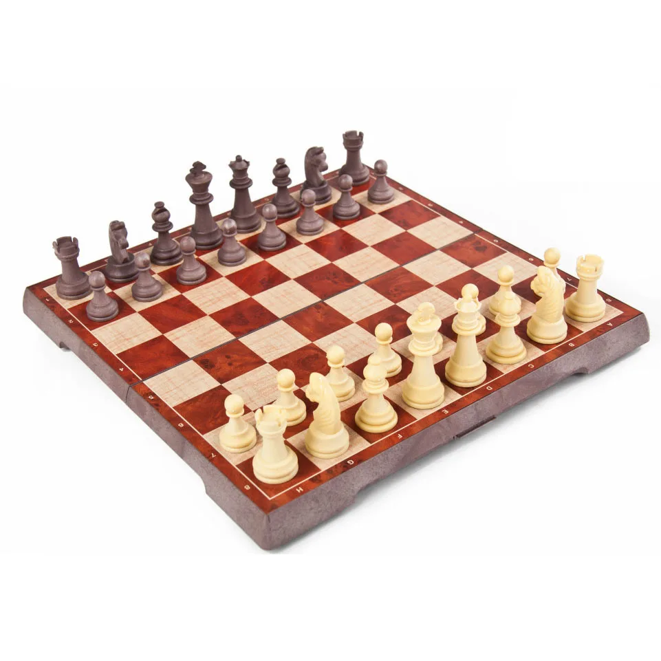 2-in-1 Wholesale Family Portable International Wooden color Plastic Classical Magnetic game with folding board