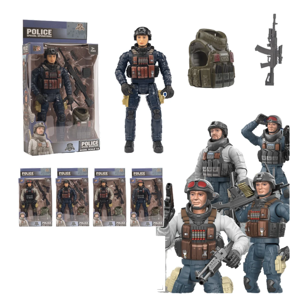 1:8 модель 4 stylesPOLICE жилеты специальных операций и оружие России Spec. Коллекция экшн-фигур для детей 3 +