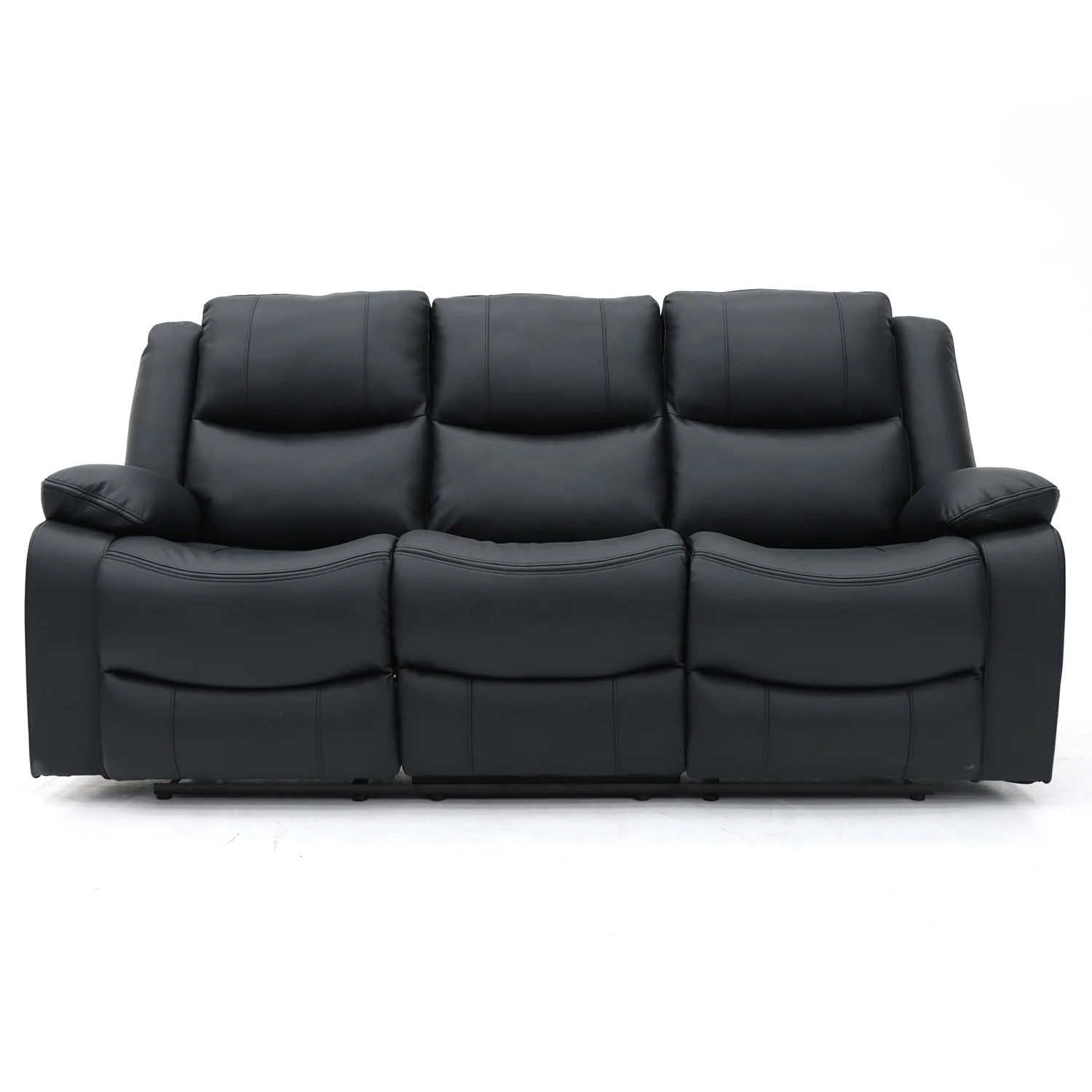 Geeksofa Leather Power Electric Motion Recliner Sofa Set 3 2 1 with Console and Bluetooth Speakers for Living Room Furniture