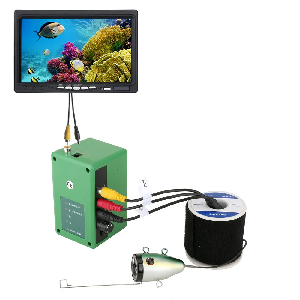 50M Underwater Fishing Camera with Depth Temperature Display-Waterproof HD Camera and 7' LCD Monitor-Infrared Fish Finder