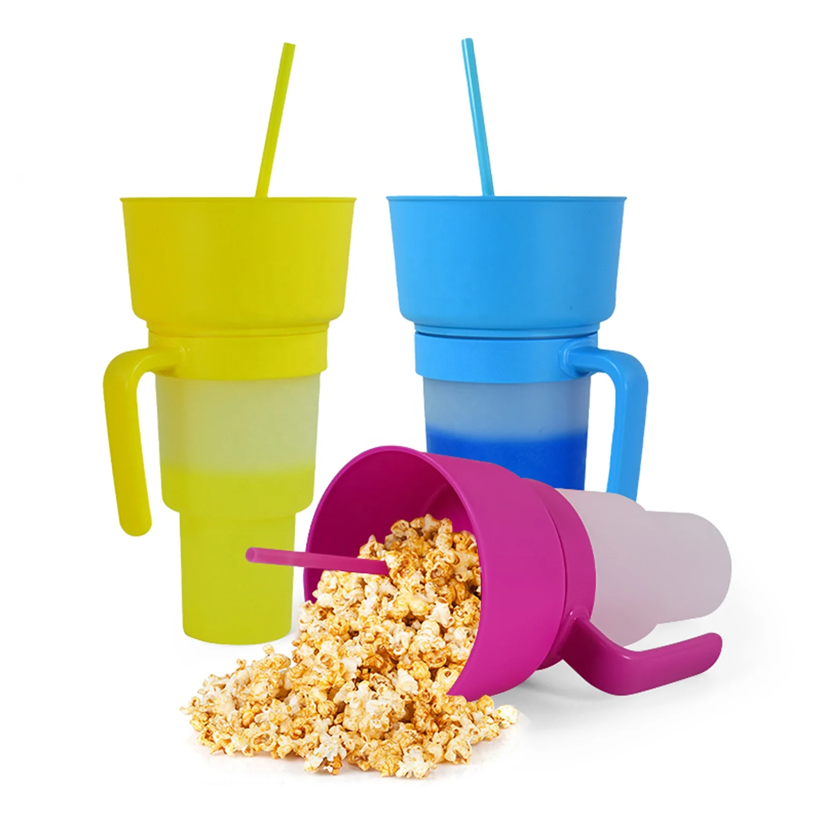 New Halloween 32oz Popcorn Tumbler Colorful Plasti 2 In 1 Snack And Drink Cup Color Changing Stadium Cups With Lid Straw
