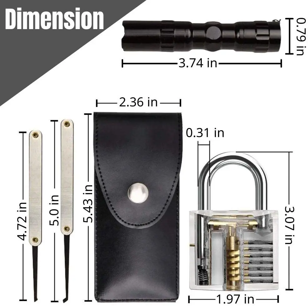 Лидер продаж 2020, высококачественные слесарные инструменты из нержавеющей стали, 18 шт., набор отмычек для автоматического замка с прозрачным тренировочным навесным замком