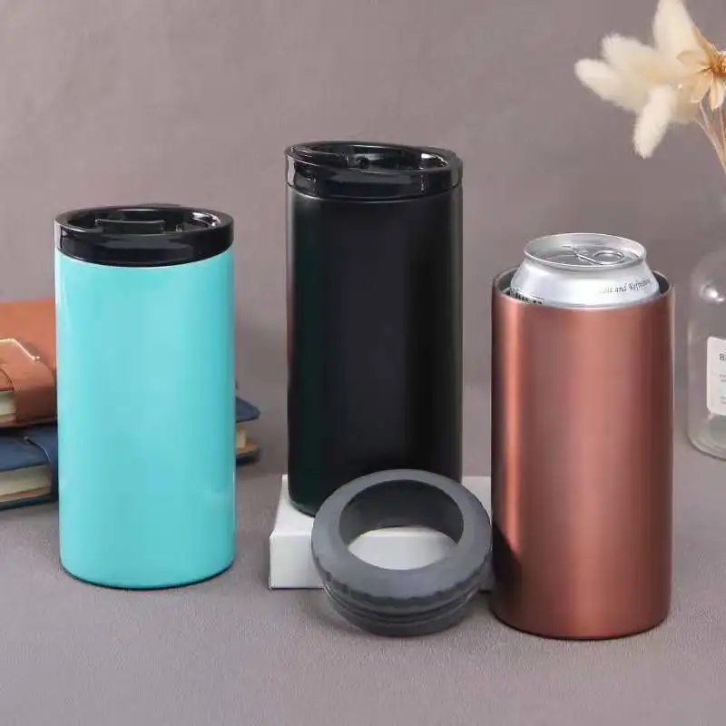 4-in-1 Stainless Steel 16oz Double Wall Vacuum Insulated Jar or Bottle Cooler Keeps Beverages Cold for Hours Powder Coated