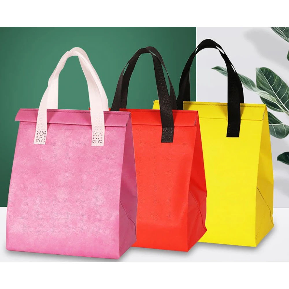 Hot Cold Delivery Black Disposable Insulated Hot Cold Thermal Freezer Lunch Bag With Handle